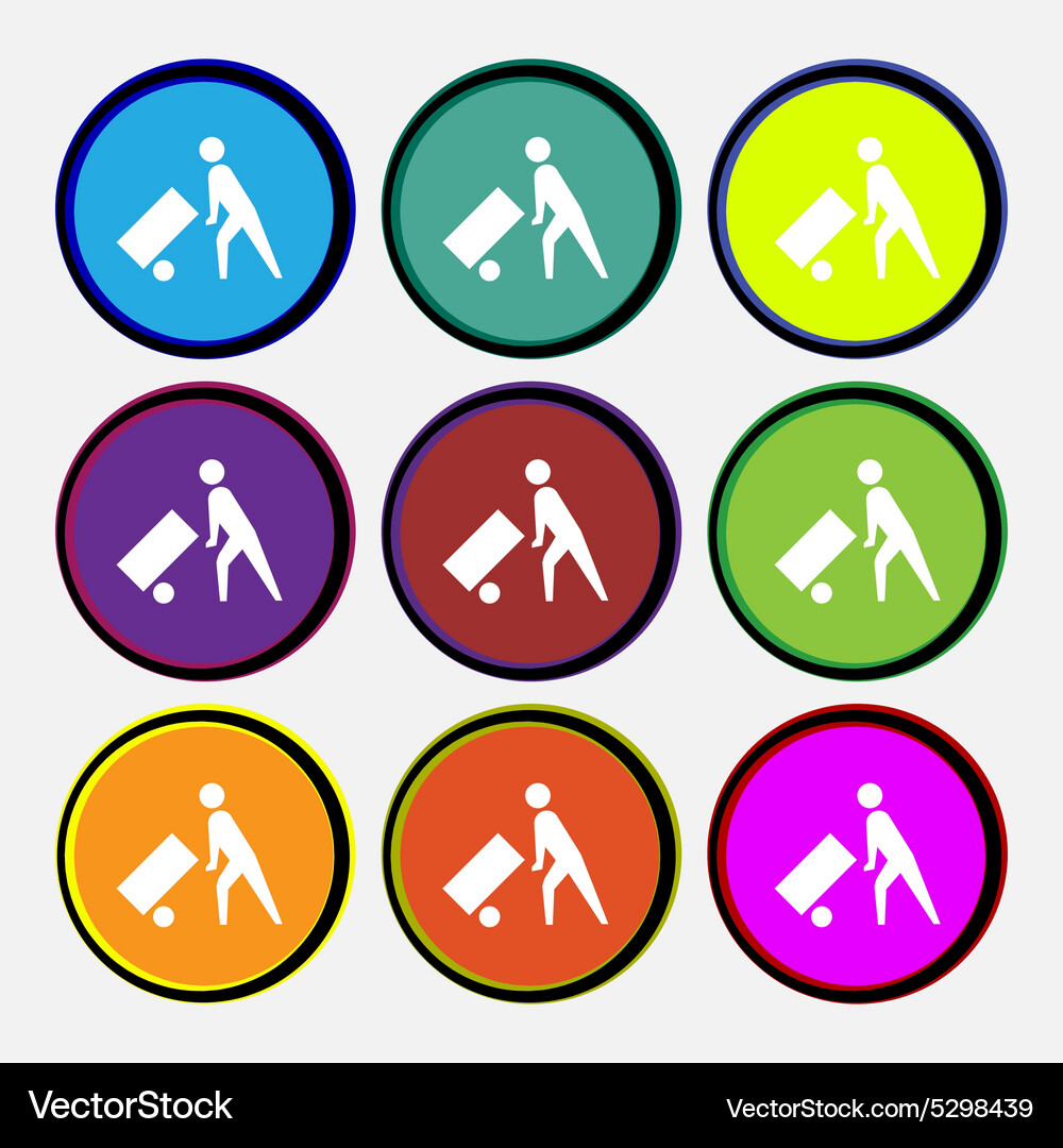 Loader icon sign nine multi colored round buttons Vector Image