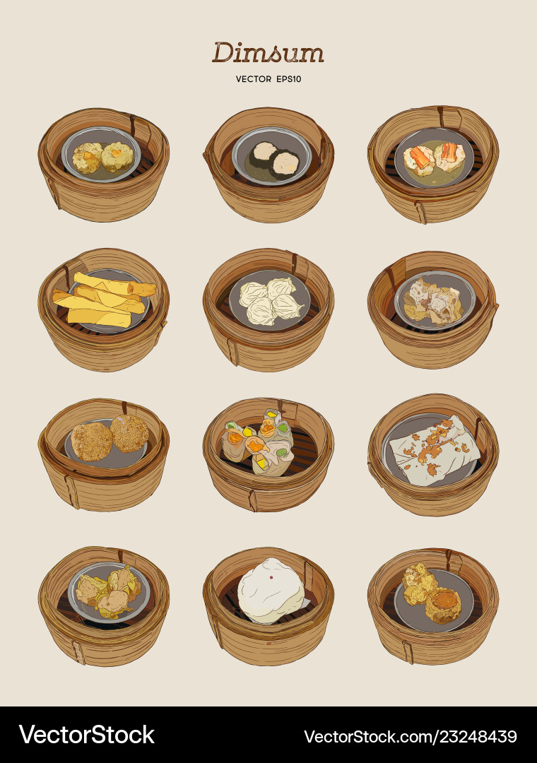 Set of dim-sum hand draw sketch Set of dim-sum hand draw sketch vector image