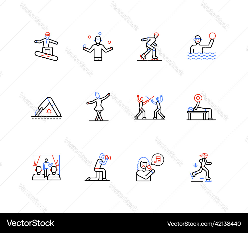 Active rest and free time - line design style Active rest and free time - line design style vector image