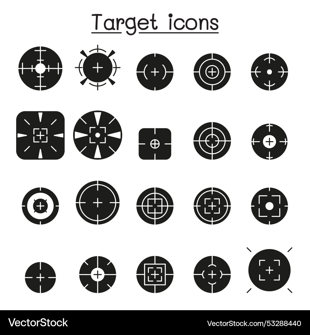 Aim & Target Line Icons Set vector image