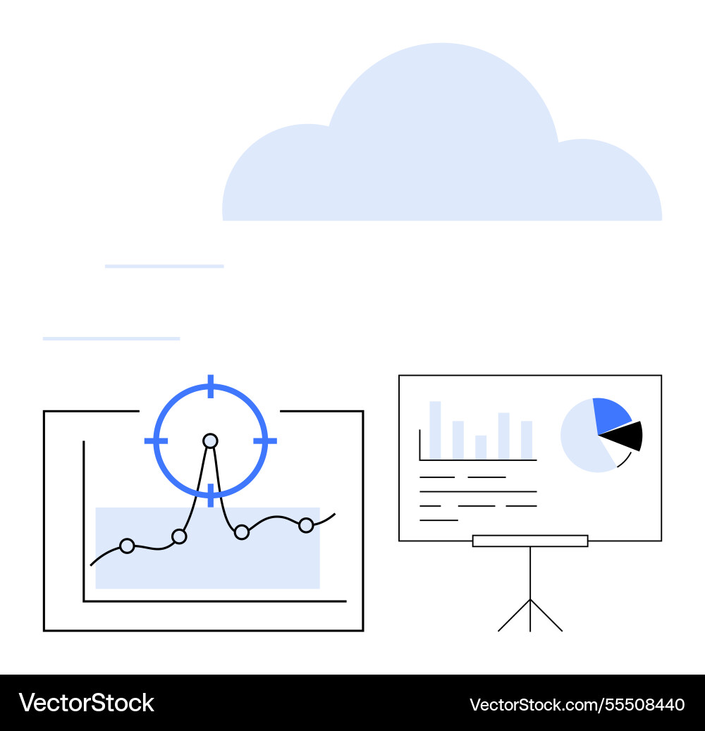 Cloud data analytics with graphs charts Cloud data analytics with graphs charts vector image