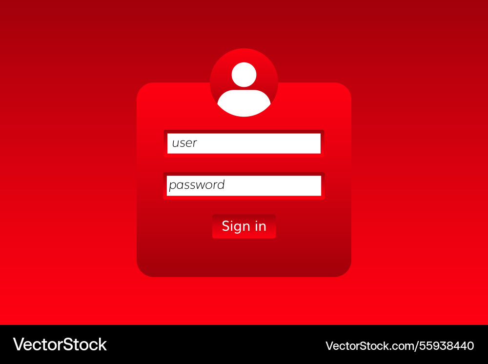 Digital user login interface with sign vector image