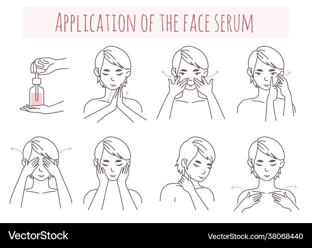 Face serum application steps vector image