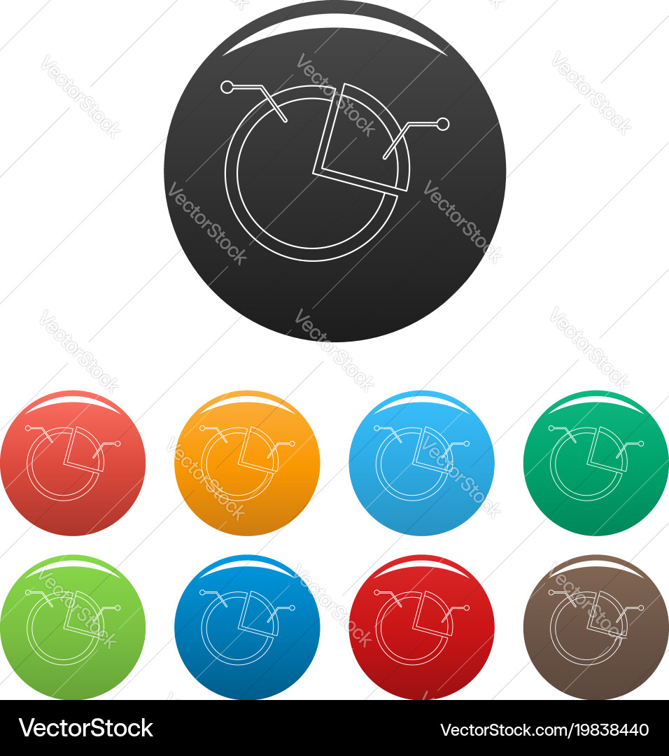 Pie chart icons color set Vector Image