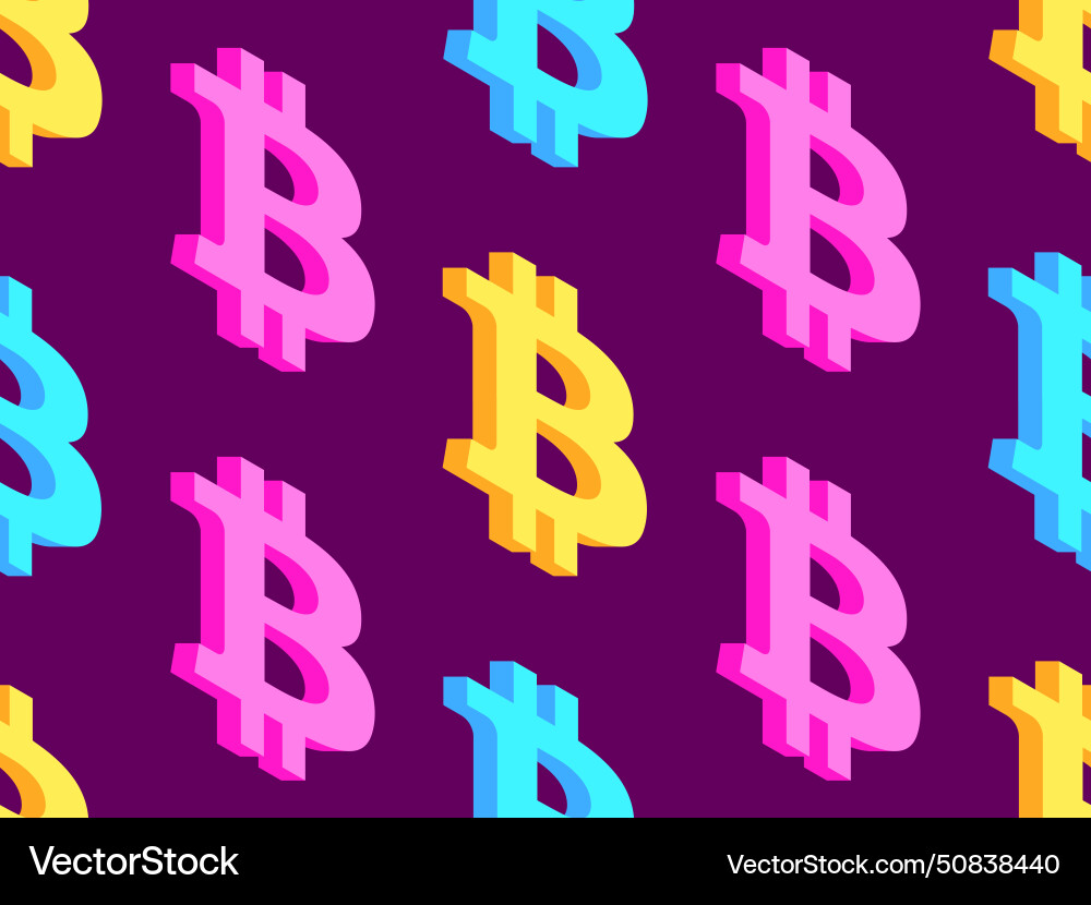 Seamless pattern with 3d bitcoin symbol Seamless pattern with 3d bitcoin symbol vector image