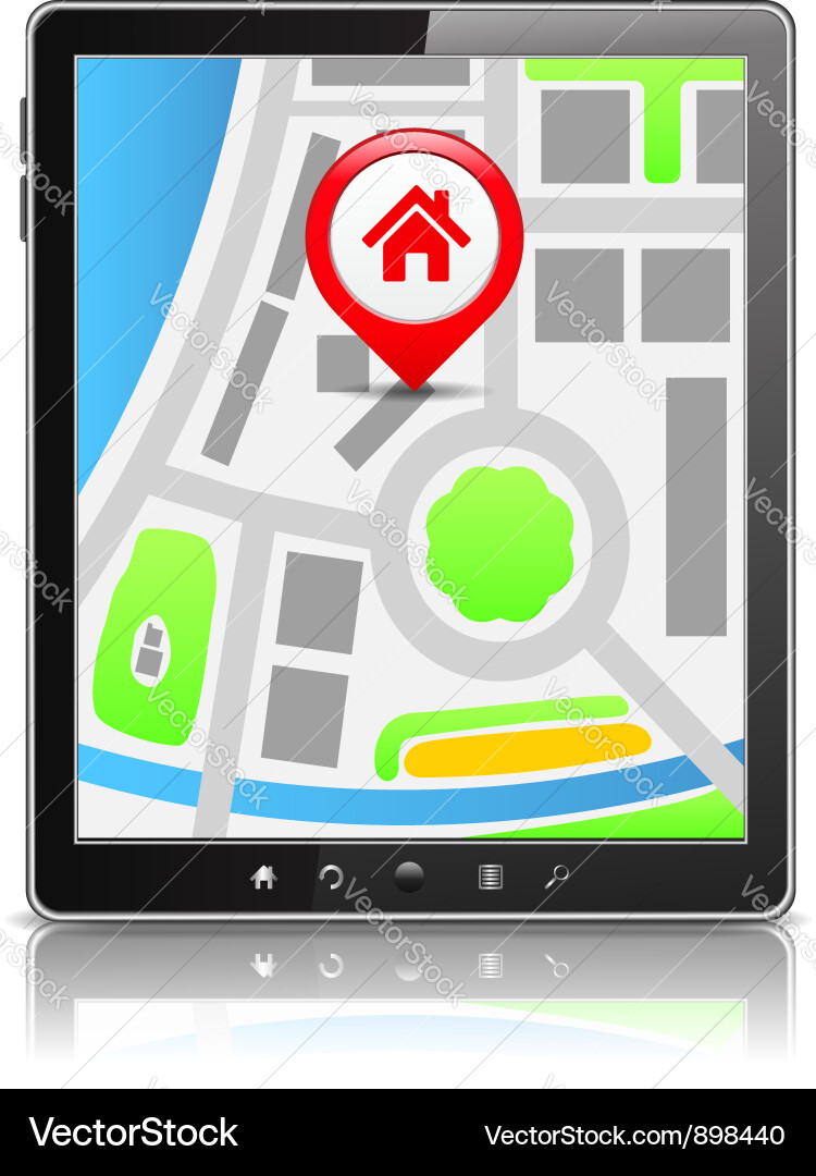 Tablet with Map Interface vector image
