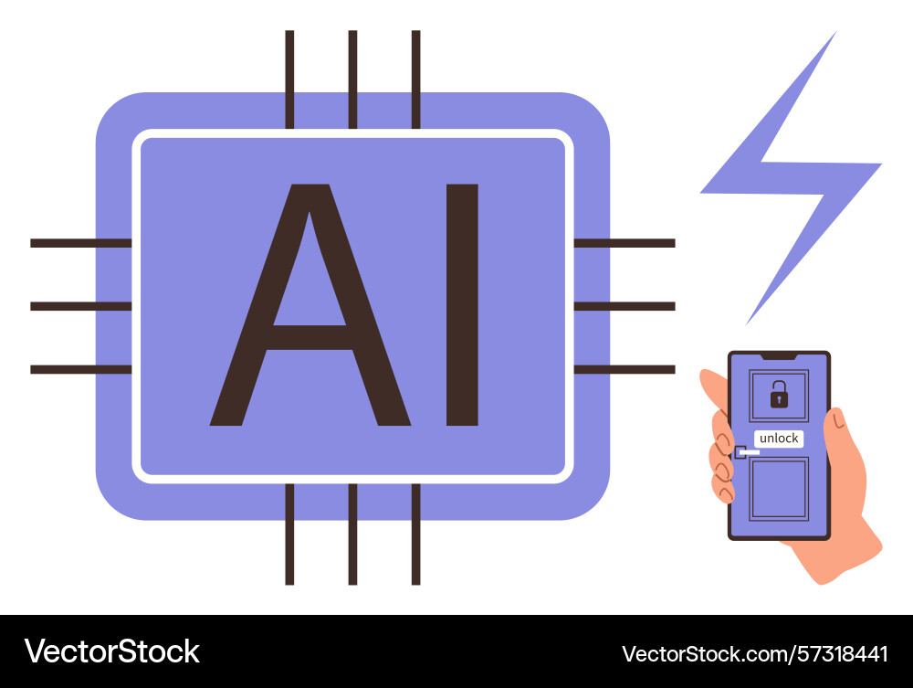 Ai processor with smartphone unlock feature Ai processor with smartphone unlock feature vector image