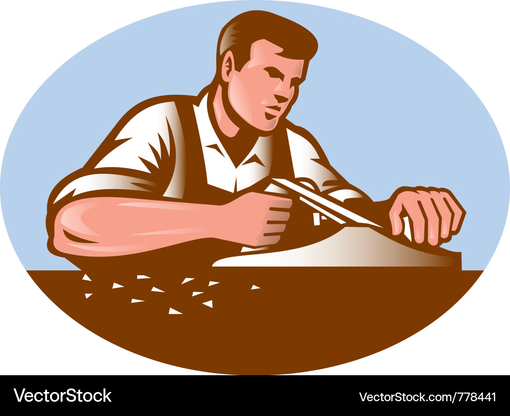 Carpenter with Smoothing Plane Vector Image