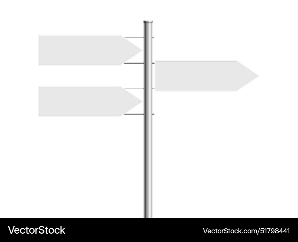 Directional pole with wayfinding arrows signpost Directional pole with wayfinding arrows signpost Vector Image