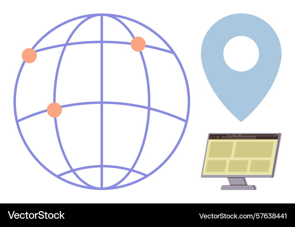 Global connectivity with map pin and digital Global connectivity with map pin and digital vector image