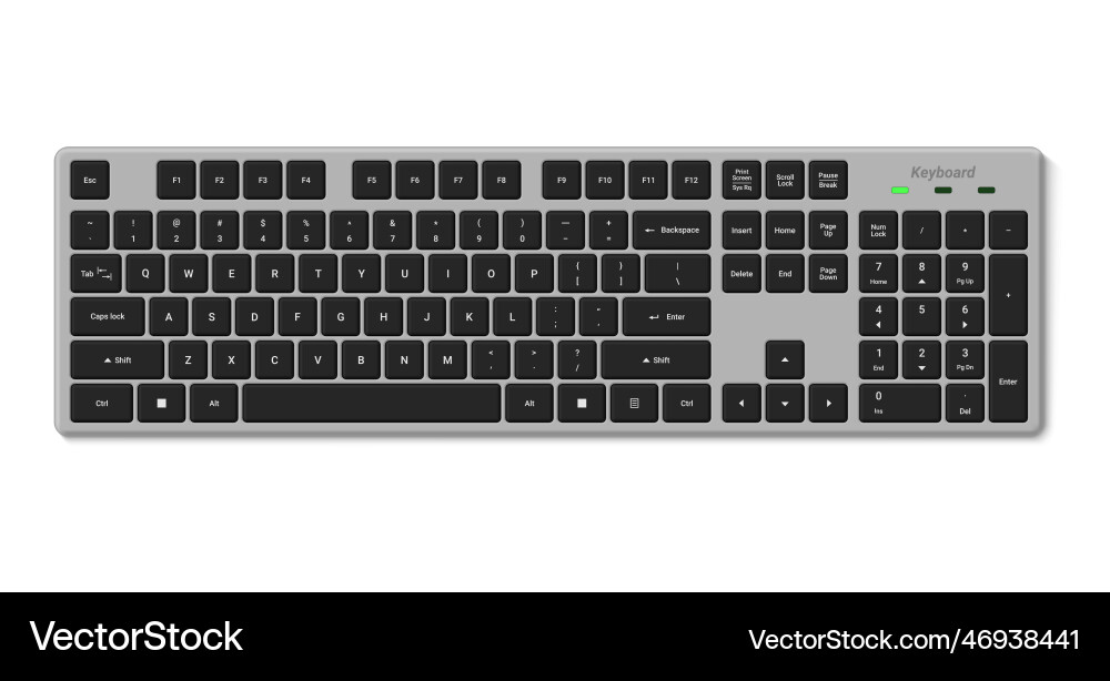 Gray keyboard with black buttons computer device Gray keyboard with black buttons computer device vector image