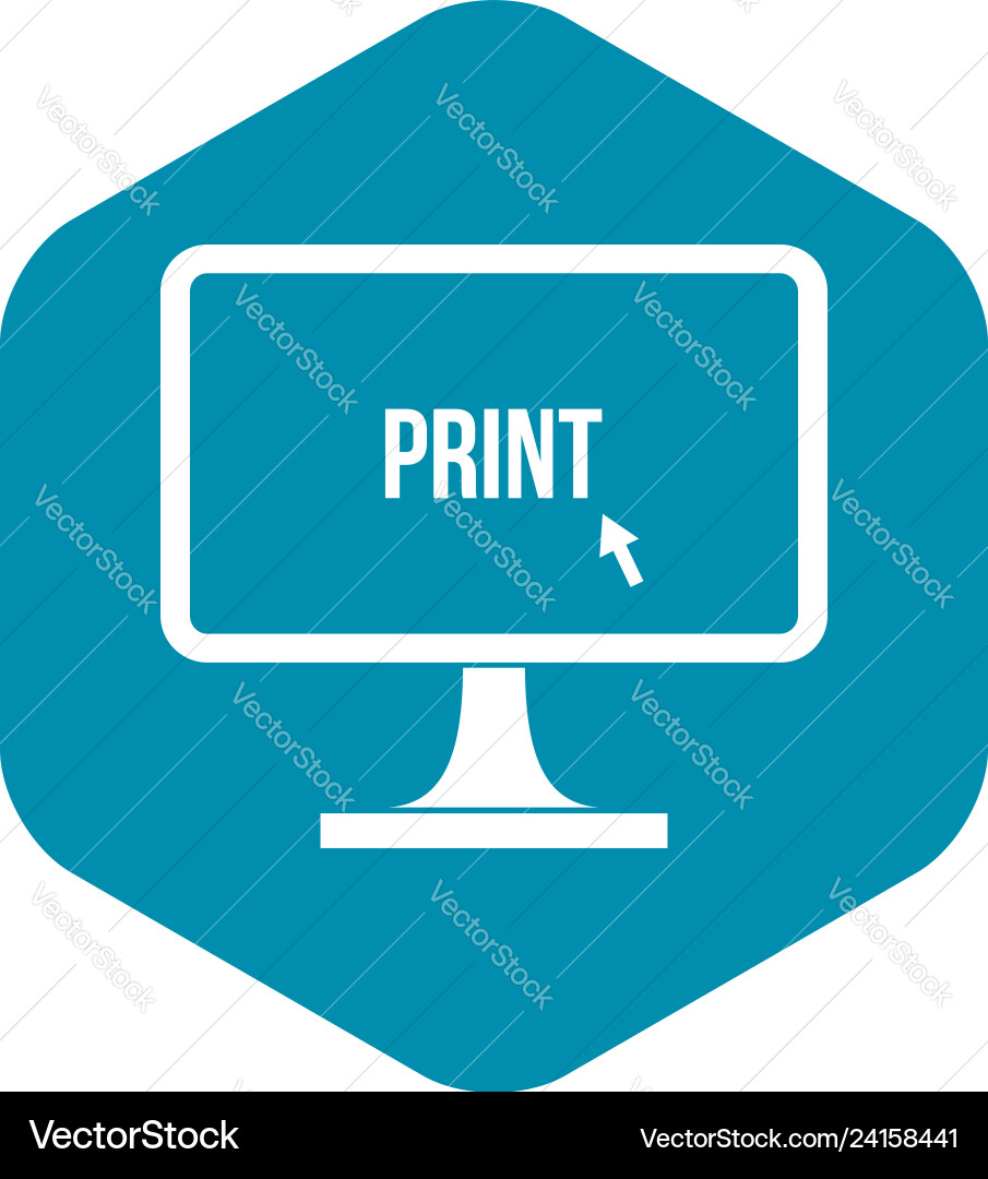 Print word on a computer monitor icon Print word on a computer monitor icon vector image