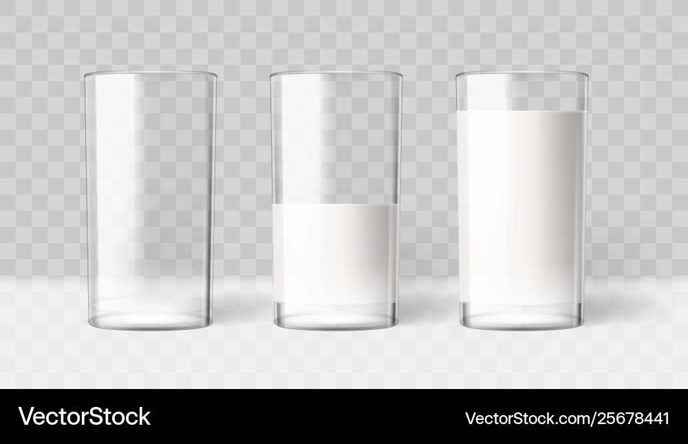Realistic transparent milk in a glass diet drink Realistic transparent milk in a glass diet drink vector image