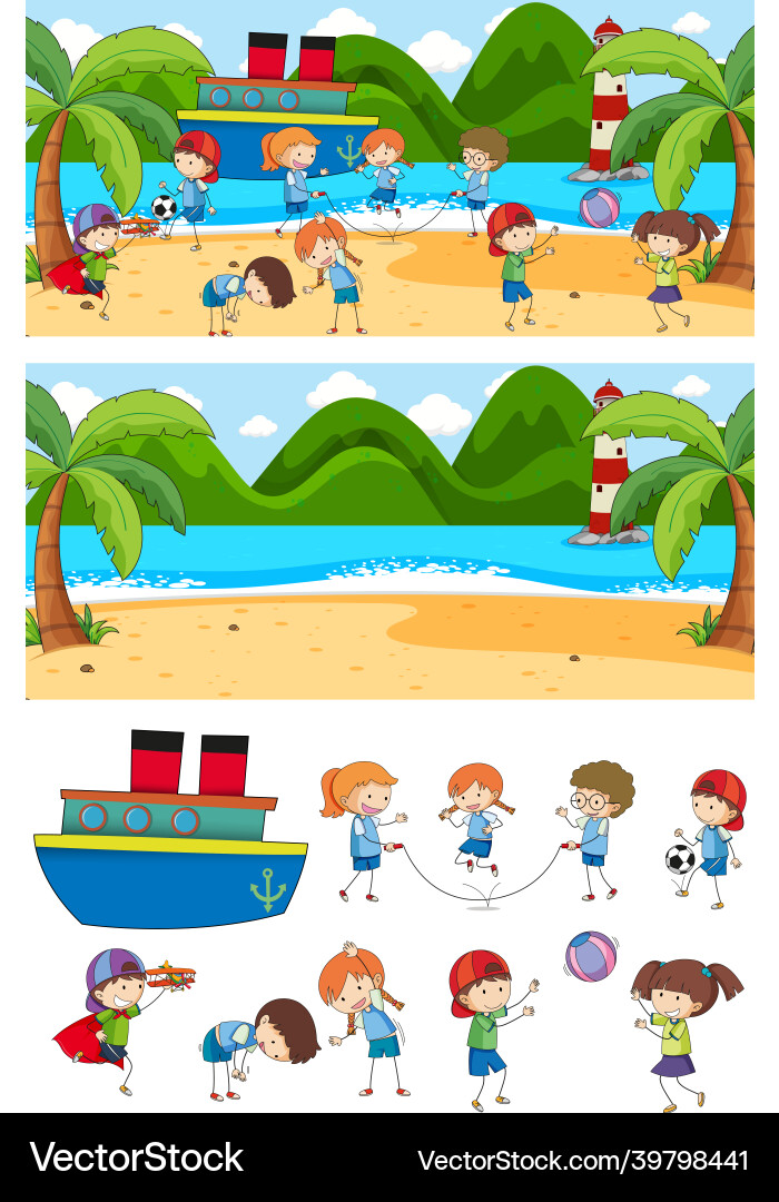 Set of different horizontal scenes background Set of different horizontal scenes background Vector Image