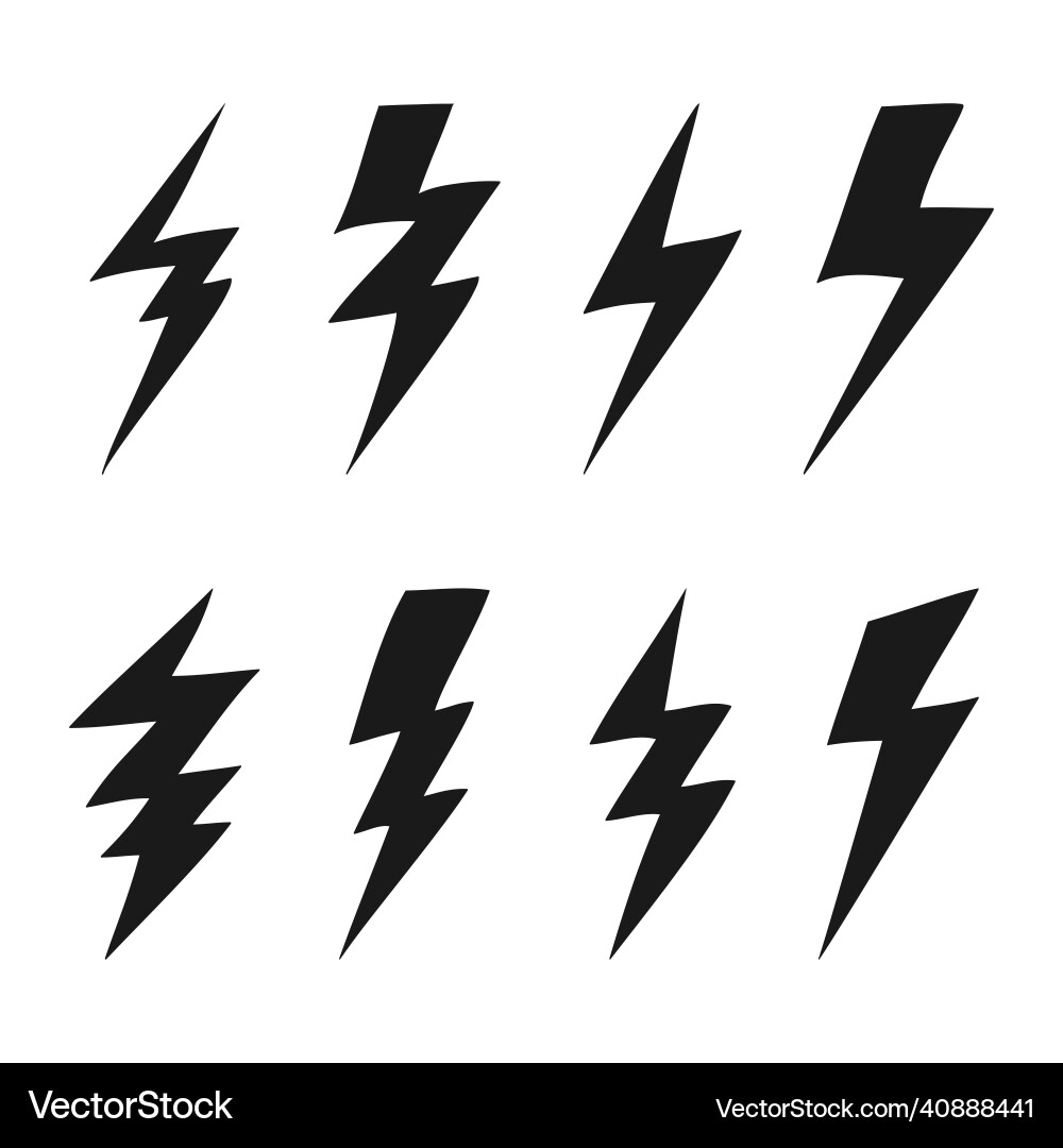 Set of electric lightning thunder bolt in doodle Set of electric lightning thunder bolt in doodle vector image