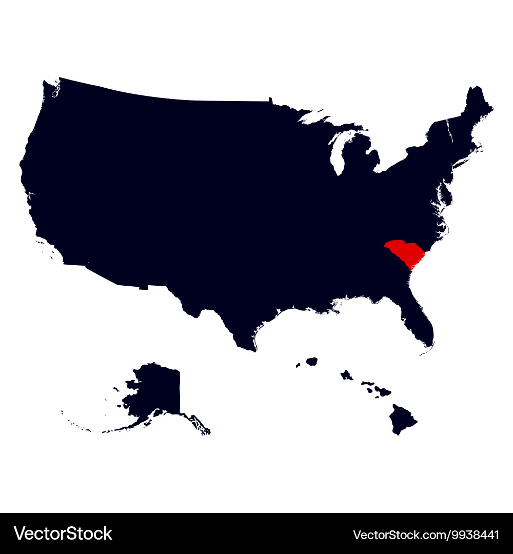 South carolina state in the united states map vector image