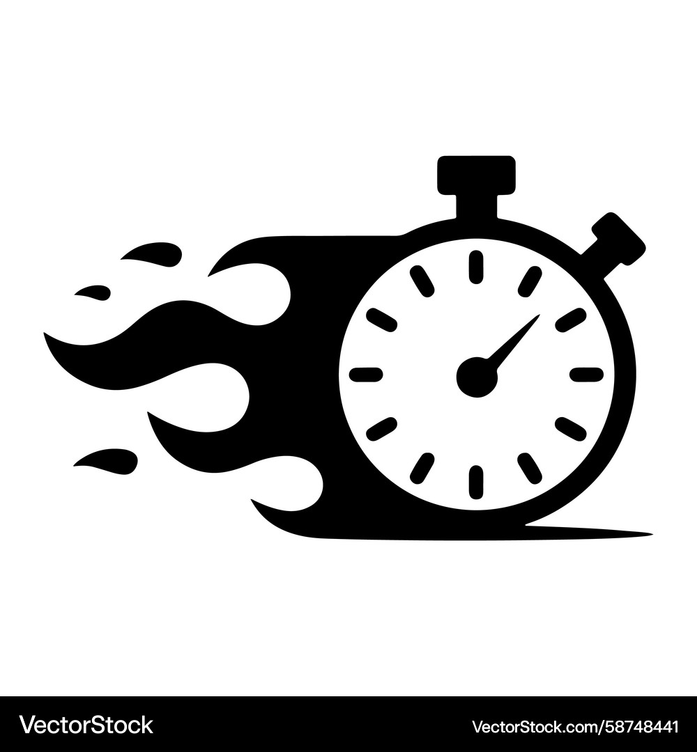 Speedy Stopwatch with Flames Vector Image