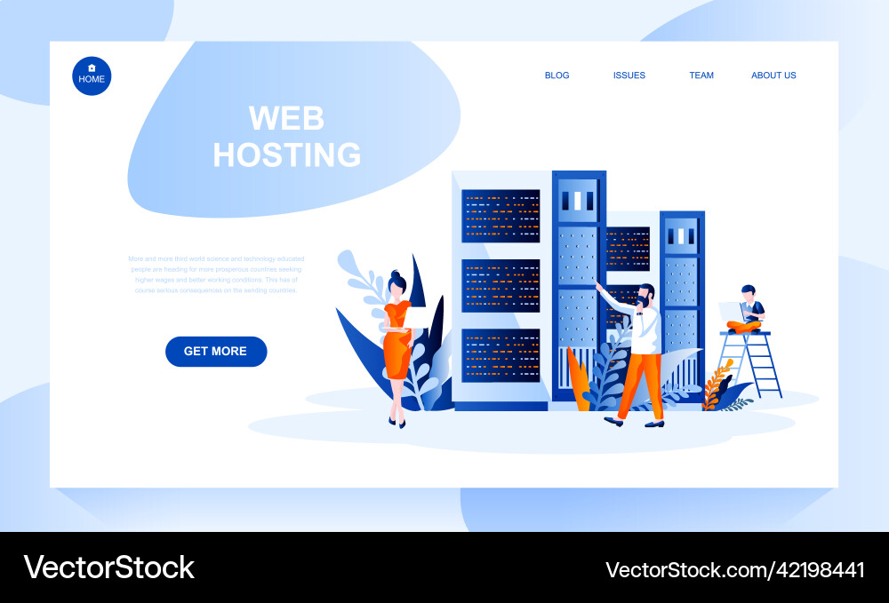 Web hosting landing page template Web hosting landing page template vector image