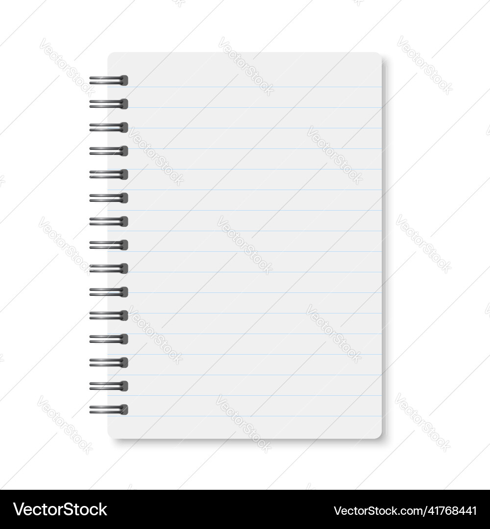 White realistic a6 notebook opened with soft White realistic a6 notebook opened with soft vector image