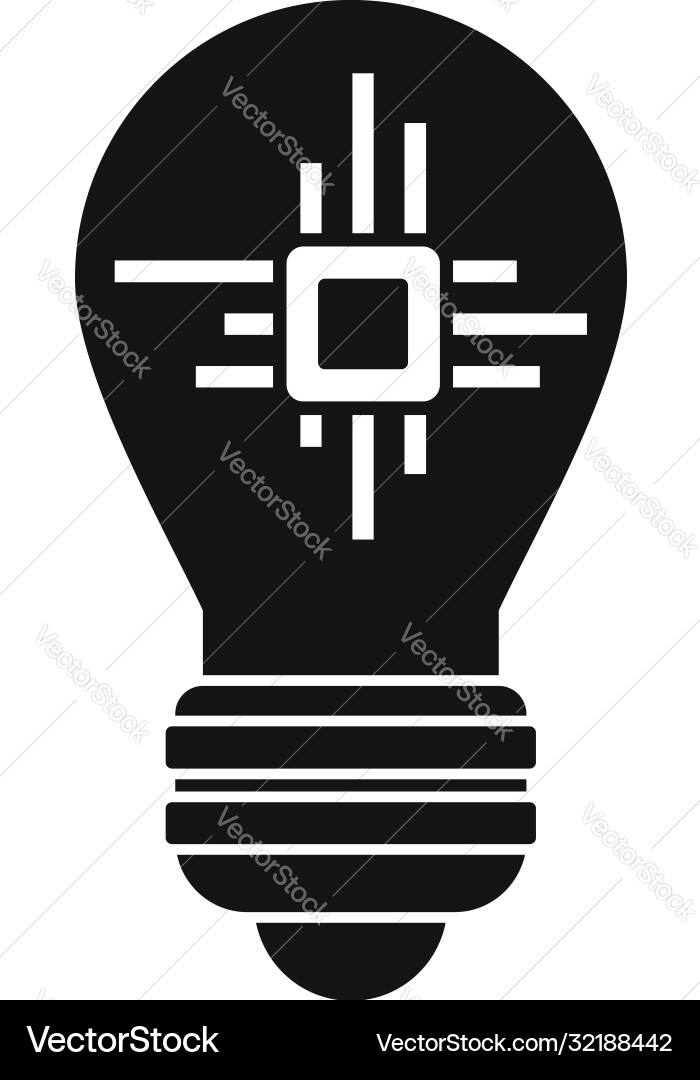 Ai processor bulb icon simple style Ai processor bulb icon simple style vector image