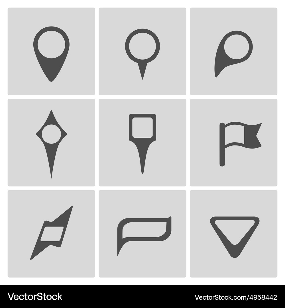 Black map pointers Vector Image