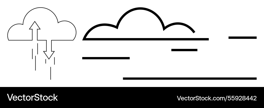Cloud with arrows and horizontal lines Cloud with arrows and horizontal lines vector image