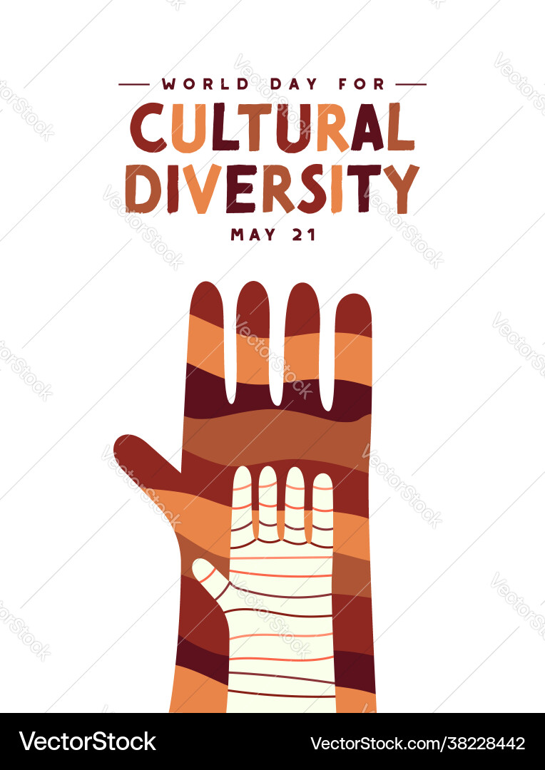 Cultural diversity day ethnic hand together card Cultural diversity day ethnic hand together card vector image