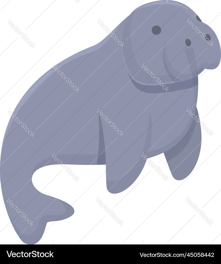 Cute dugong icon cartoon sea manatee vector image