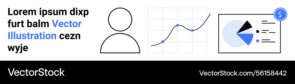 Data analysis concept with line graph pie chart Data analysis concept with line graph pie chart vector image