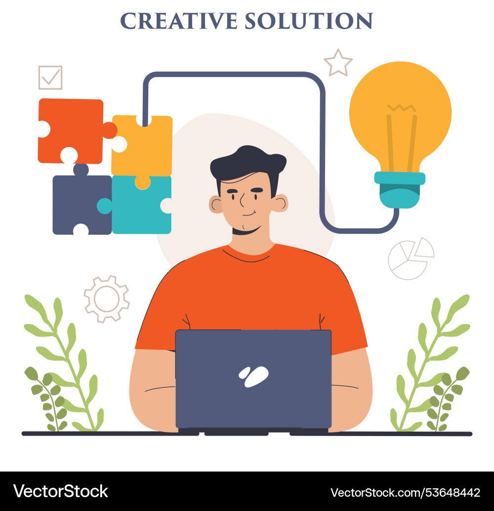 Finding a solution generation of creative idea Finding a solution generation of creative idea vector image