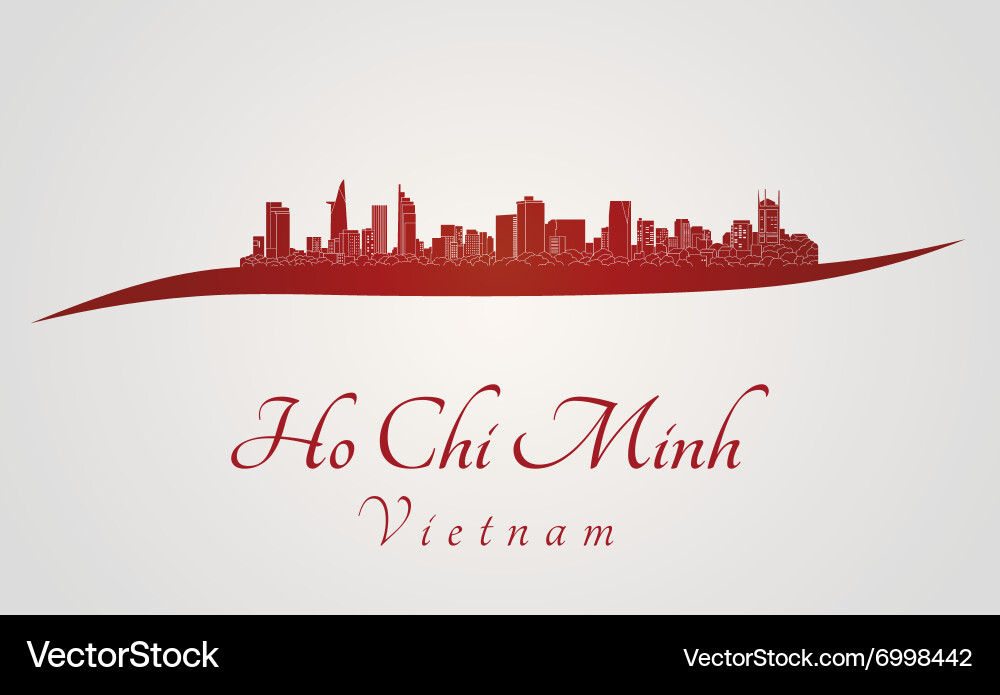 Ho chi minh skyline in red – Royalty-Free Vector | VectorStock