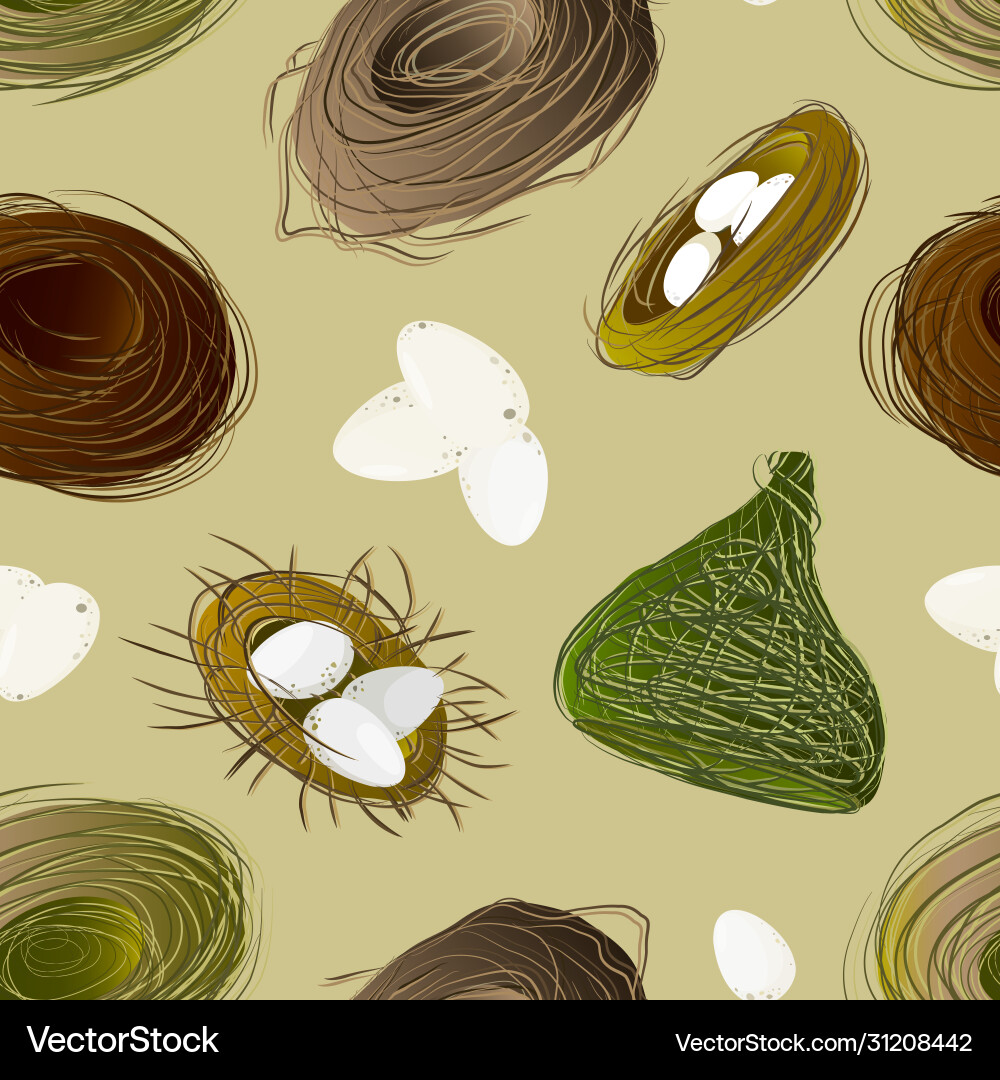 Nest set and hatching chicken pattern Nest set and hatching chicken pattern vector image