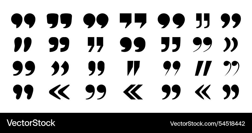 Quote mark quotation marks icons black various Vector Image