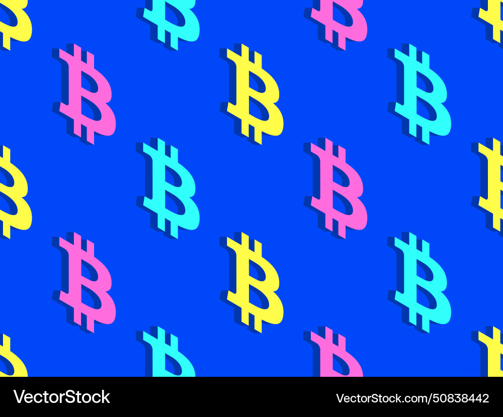 Seamless pattern with 3d bitcoin symbol Seamless pattern with 3d bitcoin symbol vector image