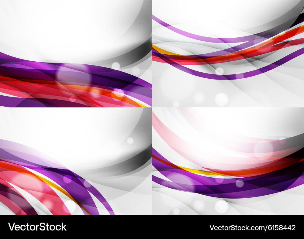 Set abstract backgrounds curve wave lines Vector Image