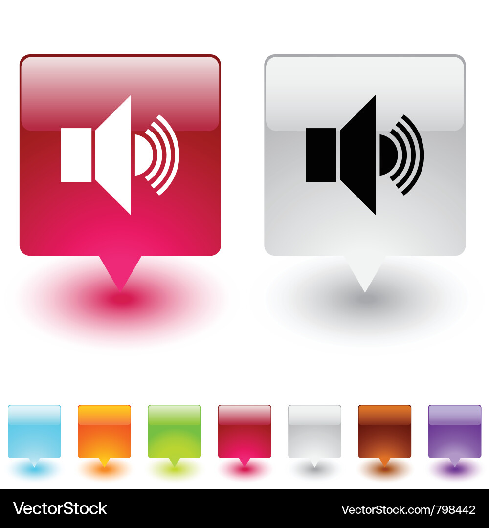 Sound square button vector image