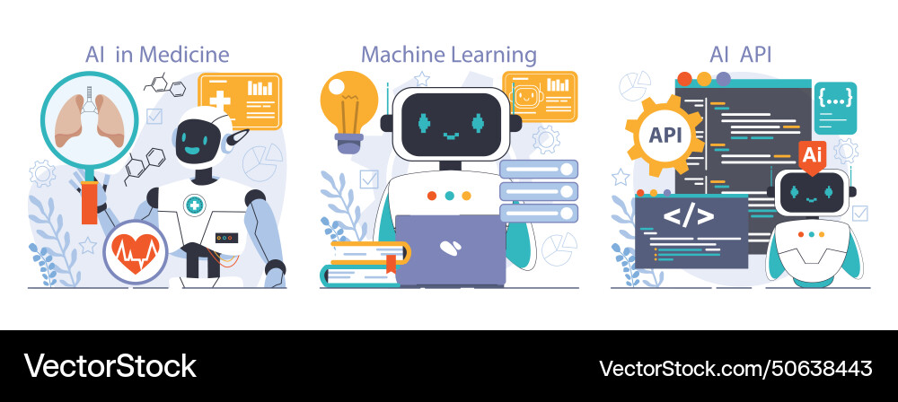 Ai integration set artificial intelligence Ai integration set artificial intelligence vector image