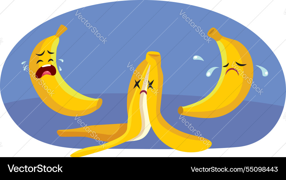 Bananen weinen bei einer Beerdigung von Freund Bananen weinen bei einer Beerdigung von Freund vektorbild