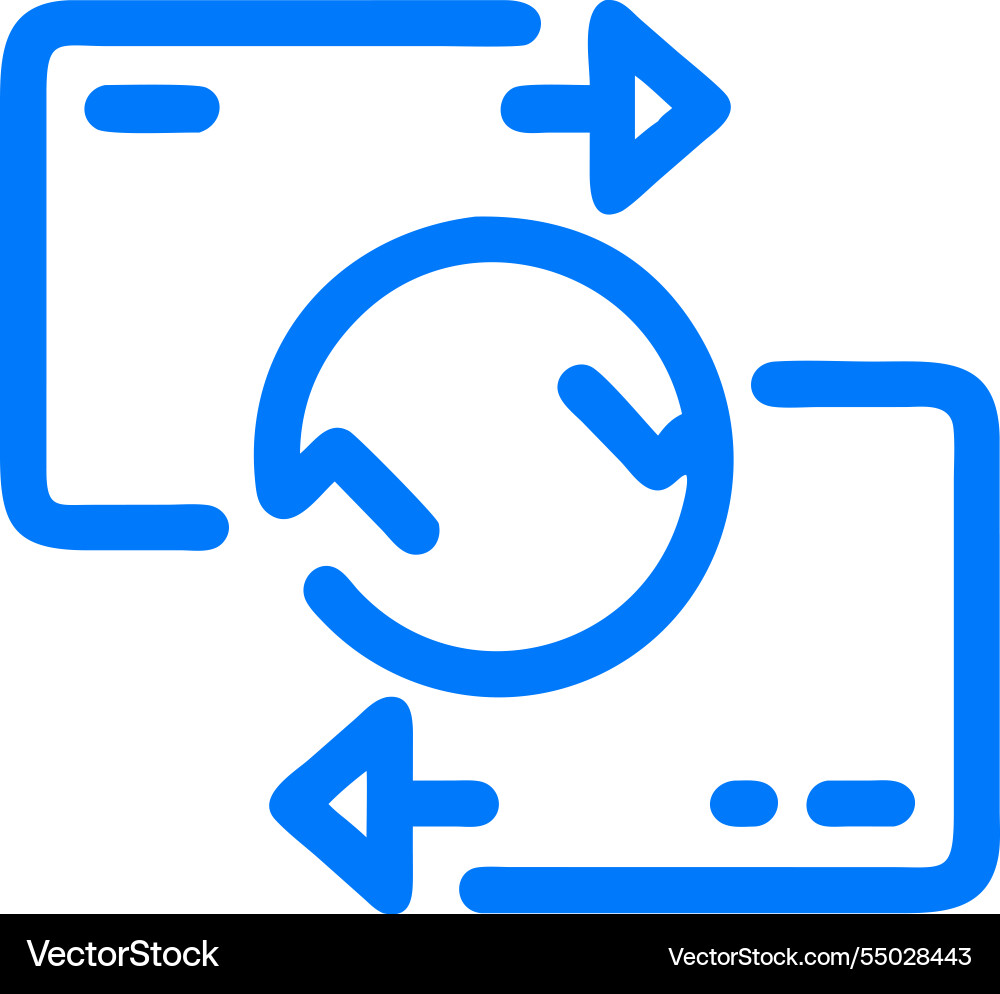 Blue icon minimalist design rotate symbol refresh Blue icon minimalist design rotate symbol refresh vector image