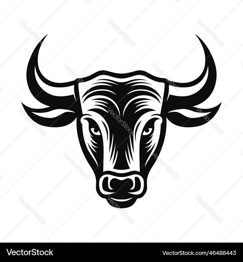 Bull head logo black and white emblem Vector Image