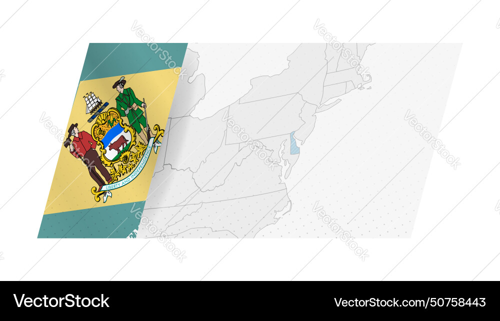 Delaware map in modern style with flag Delaware map in modern style with flag Vector Image