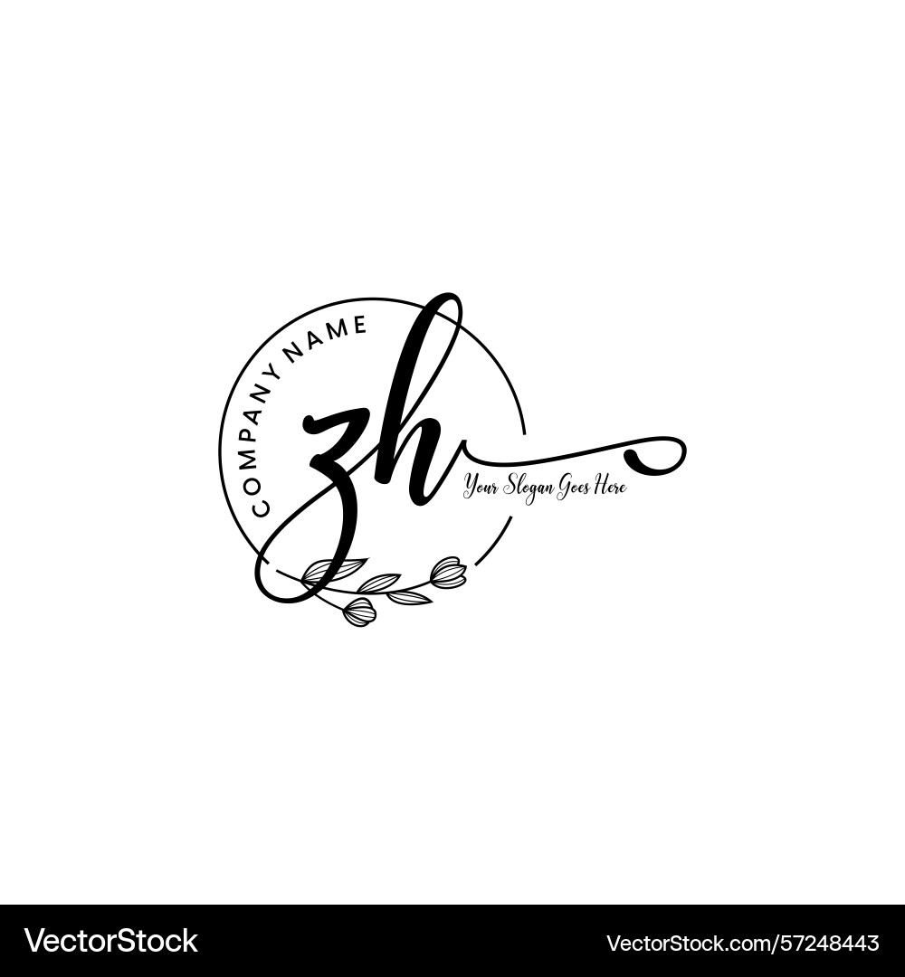 Elegant zh initial logo design with botanical Elegant zh initial logo design with botanical vector image