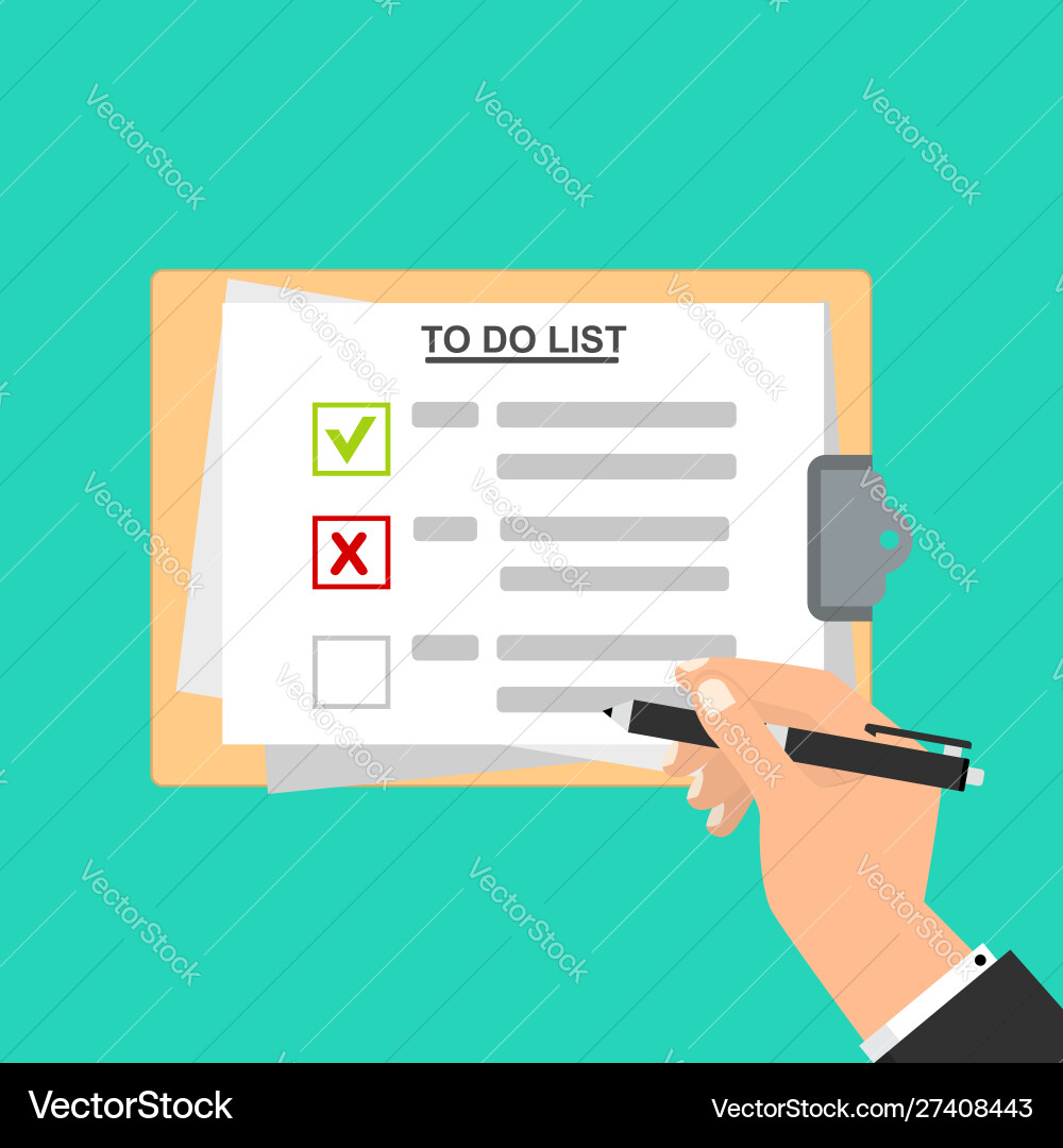 Hands holding clipboard with to-do list template vector image