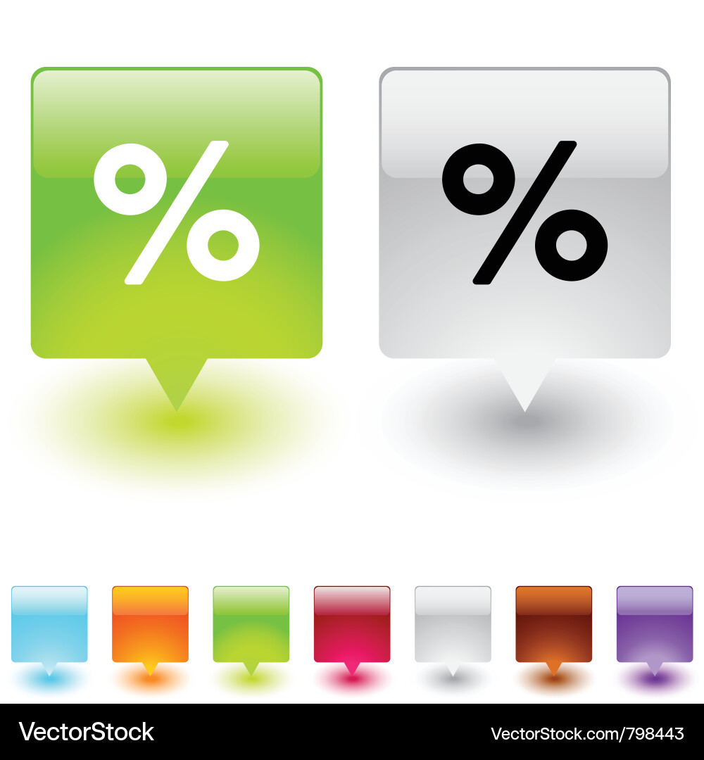 Percent square button Vector Image