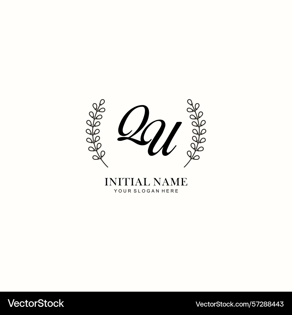Qu initial logo templates with botanical elements Vector Image