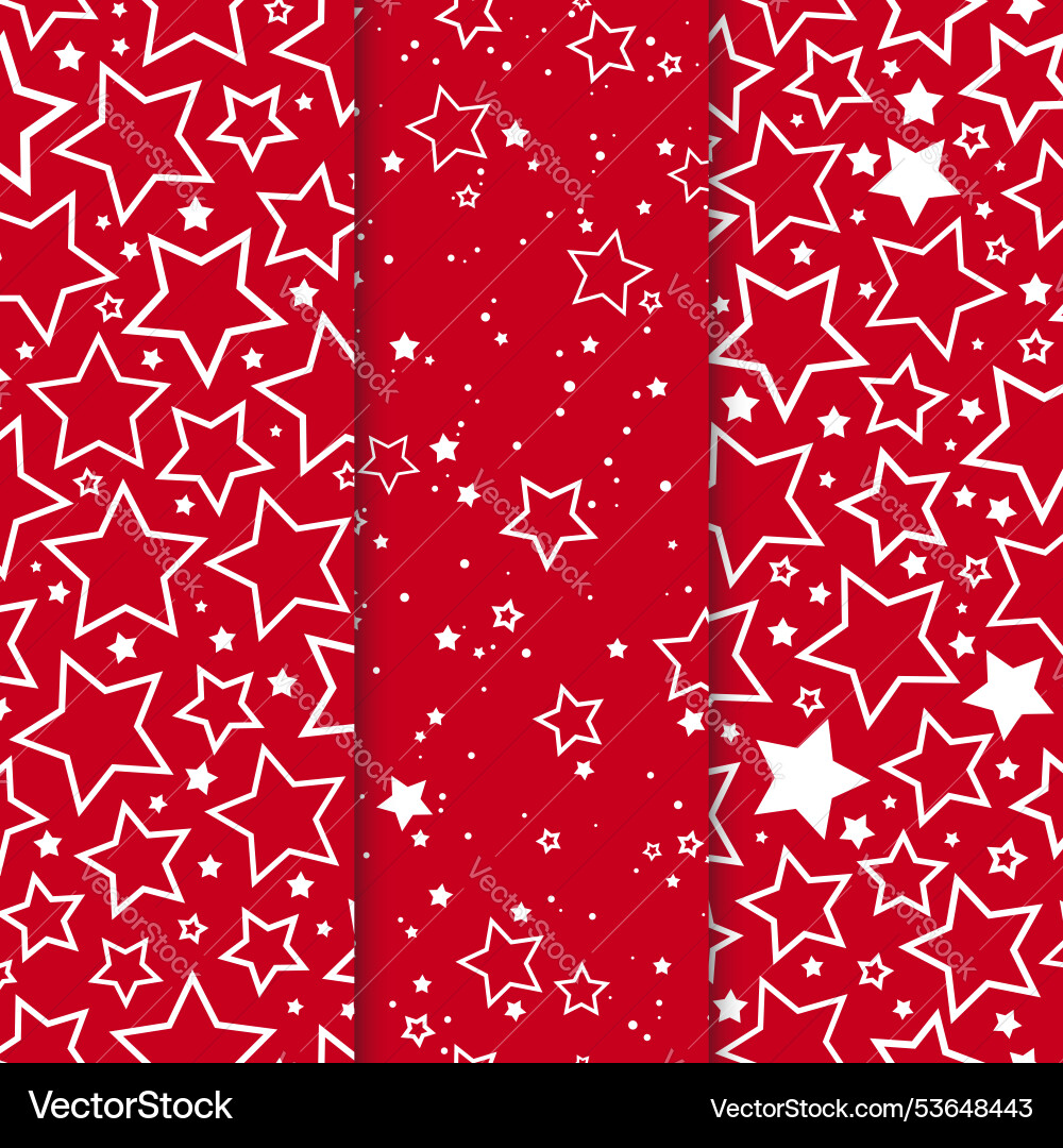 Set of three star seamless patterns Set of three star seamless patterns vector image