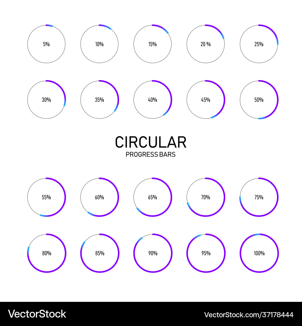 Collection circular futuristic progress Royalty Free Vector