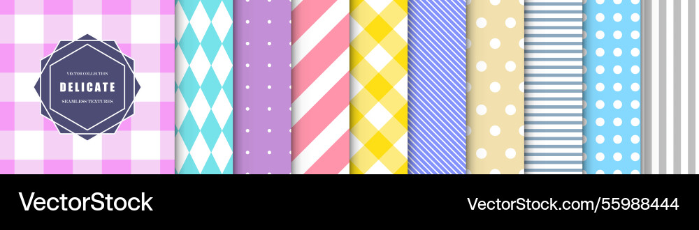 Collection of colorful delicate geometric seamless Collection of colorful delicate geometric seamless vector image