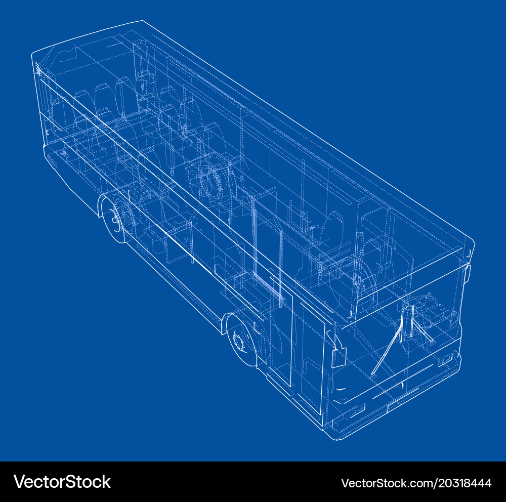 Concept city bus rendering of 3d Vector Image