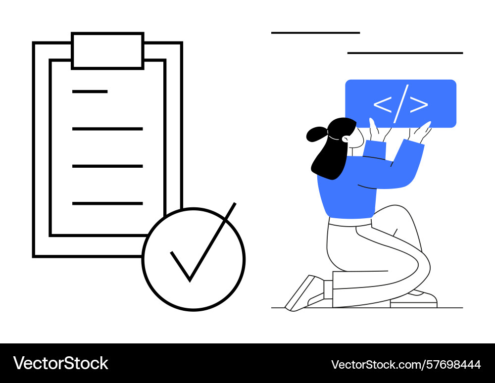 Developer coding interface and checklist for task Developer coding interface and checklist for task vector image